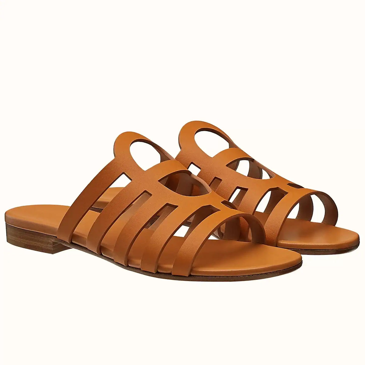 HERMES CAMELIA SLIDE SANDALS IN BROWN CALFSKIN – HMSD138