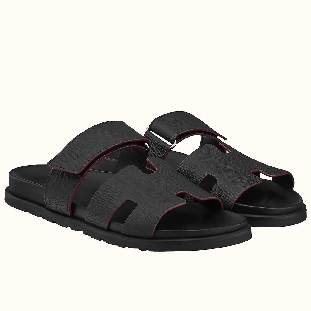 HERMES MEN’S CHYPRE SANDALS IN BLACK EPSOM CALFSKIN – HMSD009