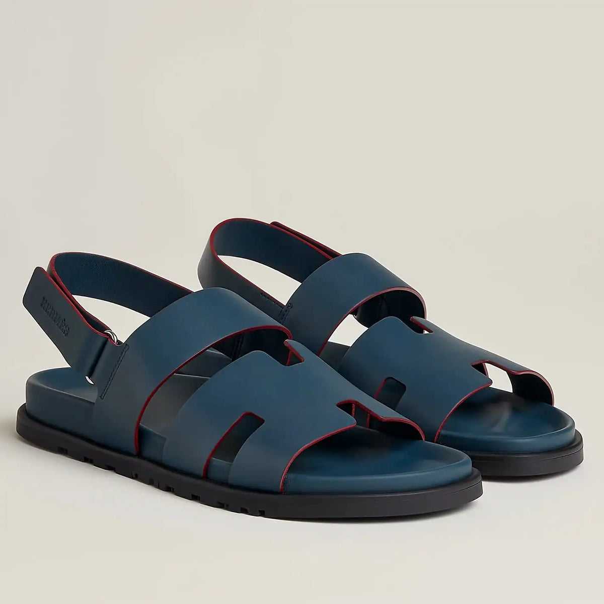 HERMES MEN’S GENIUS SANDALS IN BLUE CALFSKIN – HMSD004
