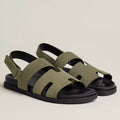 HERMES MEN’S GENIUS SANDALS IN GREEN SUEDE CALFSKIN – HMSD005