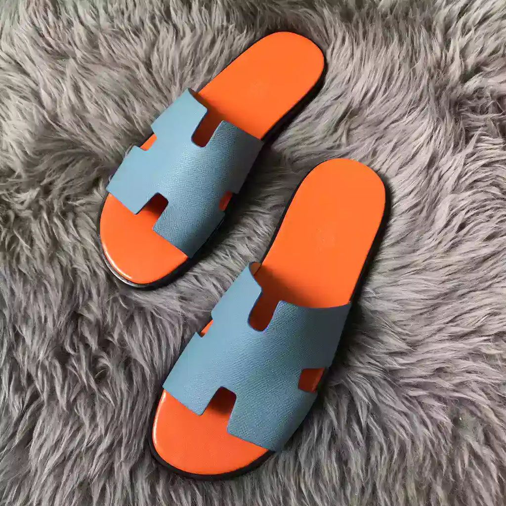 HERMES MEN’S IZMIR SANDALS IN BLUE EPSOM CALFSKIN – HMSD023