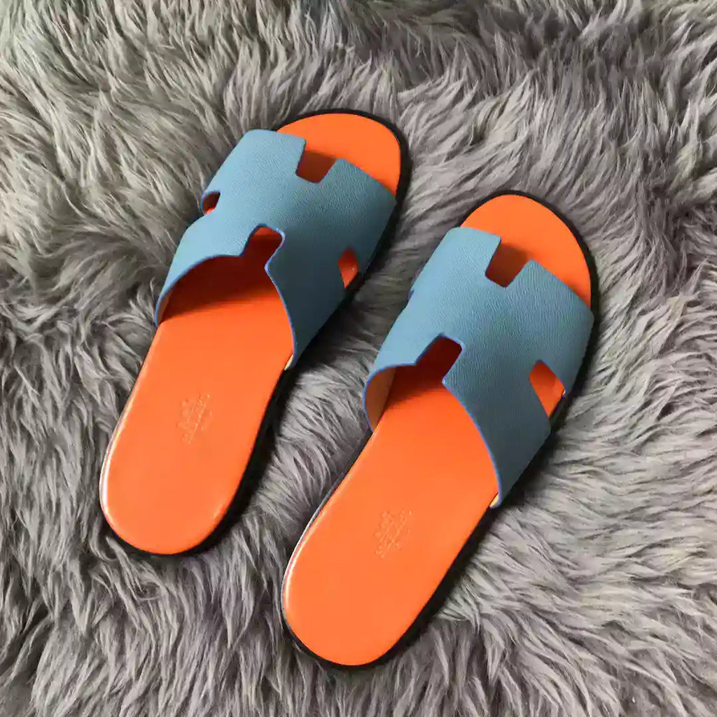 HERMES MEN’S IZMIR SANDALS IN BLUE EPSOM CALFSKIN – HMSD023