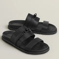 HERMES MEN’S JACKSON SANDAL IN BLACK CALFSKIN – HMSD042