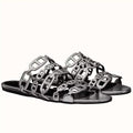 HERMES THALASSA SLIDE SANDALS IN SILVER LAMBSKIN – HMSD137