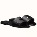 HERMES VIEW SLIDE SANDALS IN BLACK LEATHER – HMSD131