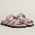 HERMES WOMEN’S CHYPRE SANDALS IN PINK SUEDE CALFSKIN – HMSD016