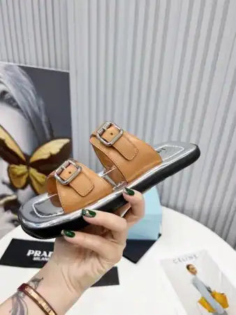 PRADA DOUBLE-STRAP SANDALS IN BROWN LEATHER – PSD041