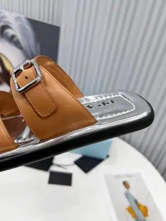 PRADA DOUBLE-STRAP SANDALS IN BROWN LEATHER – PSD041