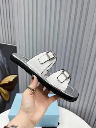 PRADA DOUBLE-STRAP SANDALS IN WHITE LEATHER – PSD045