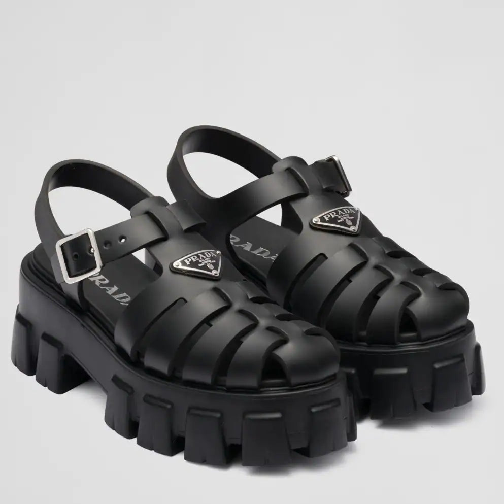 PRADA FOAM SANDALS IN BLACK RUBBER – PSD001