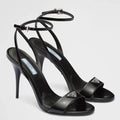 PRADA HEEL SANDALS 85MM IN BLACK BRUSHED LEATHER – PSD059