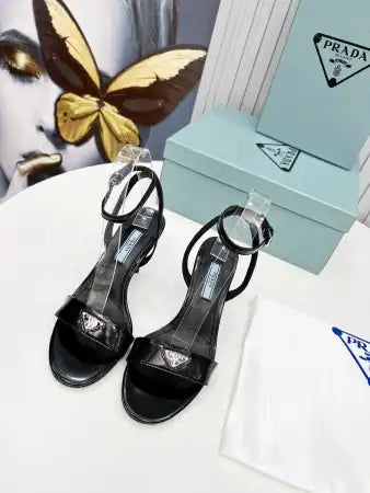 PRADA HEEL SANDALS 85MM IN BLACK BRUSHED LEATHER – PSD059