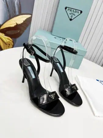 PRADA HEEL SANDALS 85MM IN BLACK BRUSHED LEATHER – PSD059