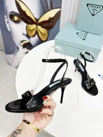 PRADA HEEL SANDALS 85MM IN BLACK BRUSHED LEATHER – PSD059