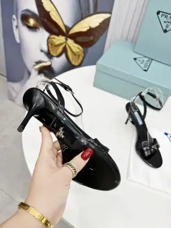 PRADA HEEL SANDALS 85MM IN BLACK BRUSHED LEATHER – PSD059