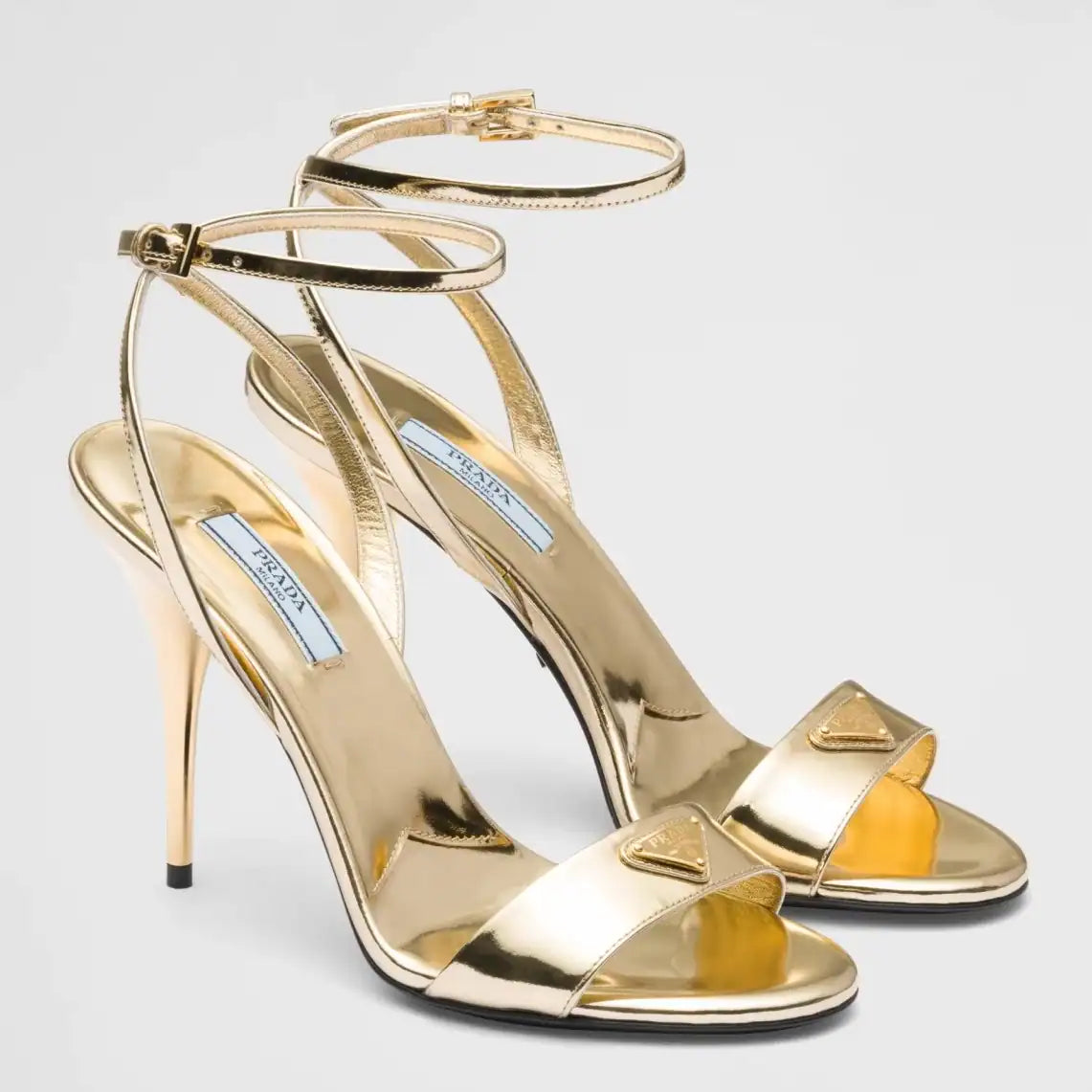 PRADA HEEL SANDALS 85MM IN GOLD METALLIC LEATHER – PSD058