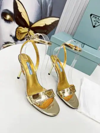 PRADA HEEL SANDALS 85MM IN GOLD METALLIC LEATHER – PSD058