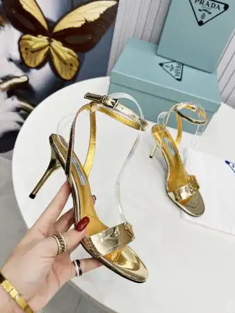 PRADA HEEL SANDALS 85MM IN GOLD METALLIC LEATHER – PSD058