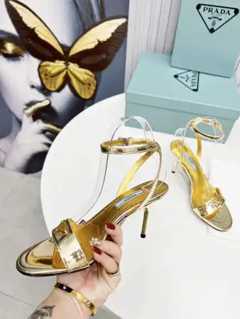 PRADA HEEL SANDALS 85MM IN GOLD METALLIC LEATHER – PSD058