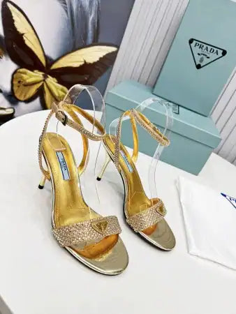 PRADA HEEL SANDALS 85MM IN SATIN WITH CRYSTALS – PSD060