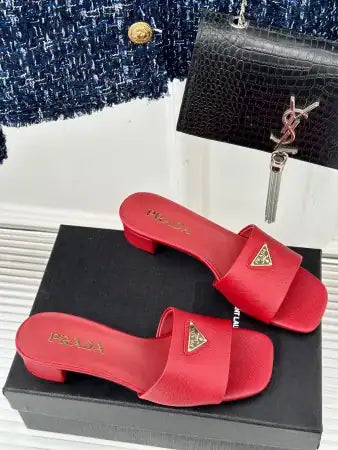 PRADA HEELED SANDALS 35MM IN RED SAFFIANO LEATHER – PSD029