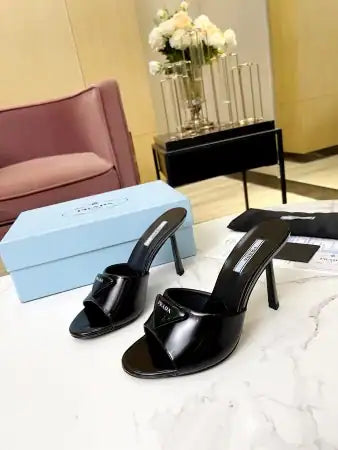 PRADA HEELED SANDALS 75MM IN BLACK BRUSHED LEATHER – PSD014
