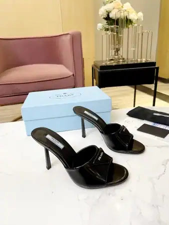PRADA HEELED SANDALS 75MM IN BLACK BRUSHED LEATHER – PSD014