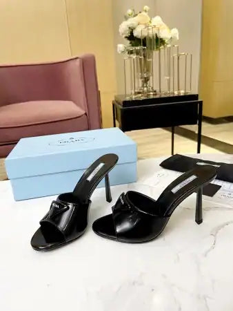PRADA HEELED SANDALS 75MM IN BLACK BRUSHED LEATHER – PSD014