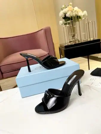 PRADA HEELED SANDALS 75MM IN BLACK BRUSHED LEATHER – PSD014