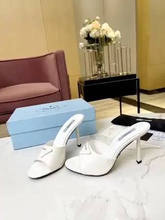 PRADA HEELED SANDALS 75MM IN WHITE BRUSHED LEATHER – PSD016
