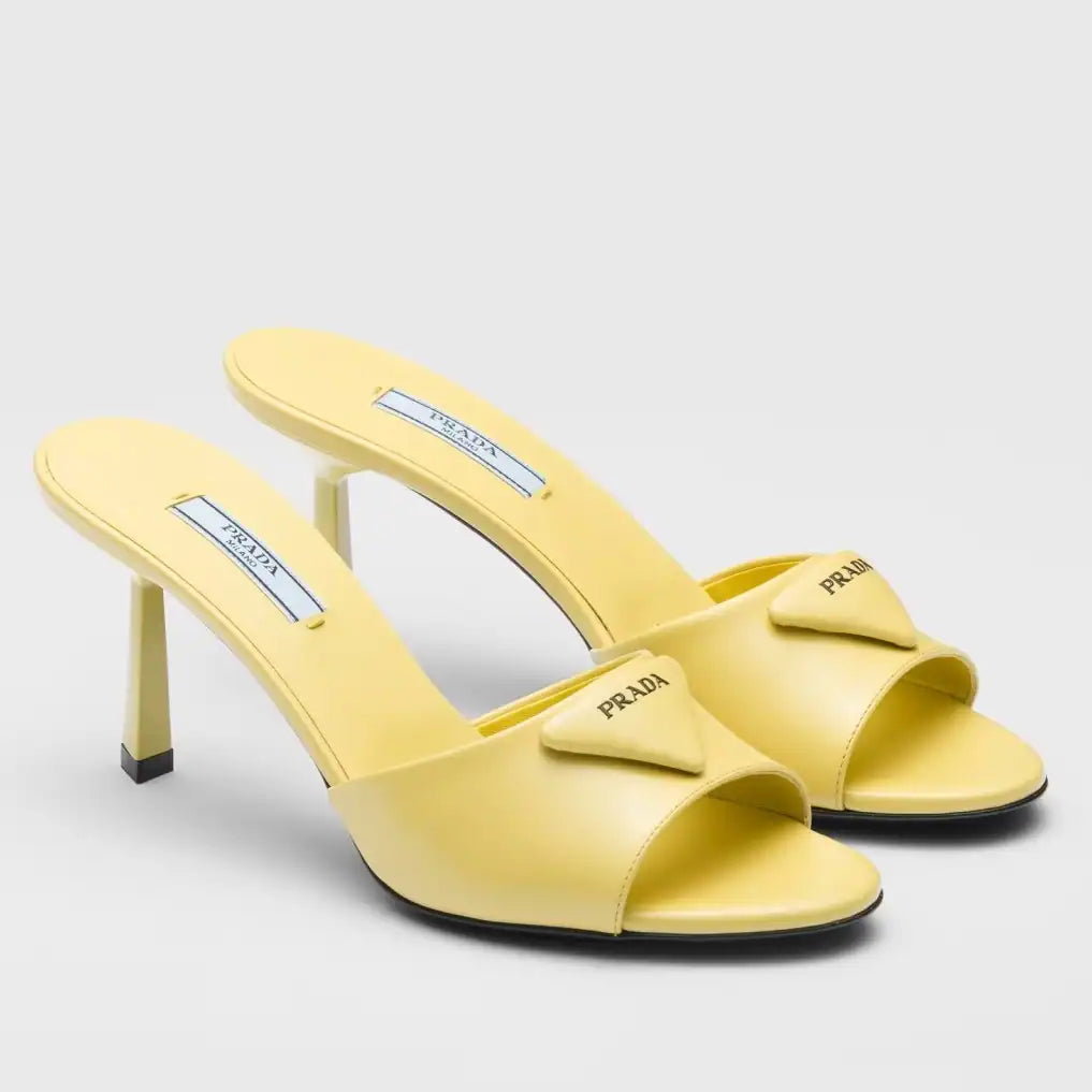 PRADA HEELED SANDALS 75MM IN YELLOW BRUSHED LEATHER – PSD015