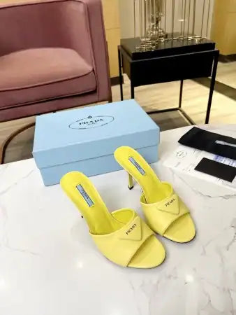 PRADA HEELED SANDALS 75MM IN YELLOW BRUSHED LEATHER – PSD015