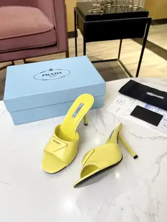 PRADA HEELED SANDALS 75MM IN YELLOW BRUSHED LEATHER – PSD015