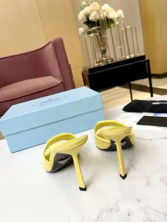 PRADA HEELED SANDALS 75MM IN YELLOW BRUSHED LEATHER – PSD015
