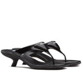 PRADA HEELED THONG SANDALS IN BLACK BRUSHED LEATHER – PSD052