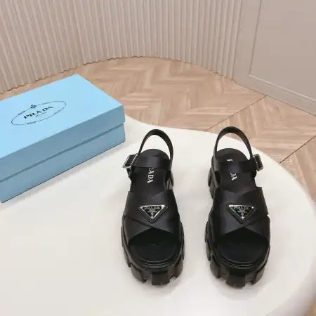 PRADA MONOLITH SANDALS IN BLACK RUBBER – PSD021