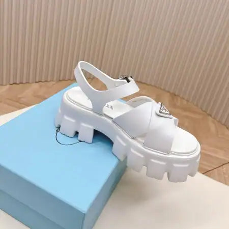 PRADA MONOLITH SANDALS IN WHITE RUBBER – PSD022