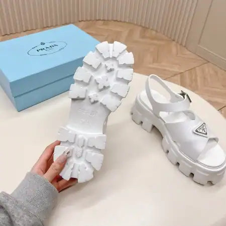 PRADA MONOLITH SANDALS IN WHITE RUBBER – PSD022