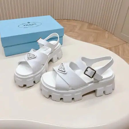 PRADA MONOLITH SANDALS IN WHITE RUBBER – PSD022