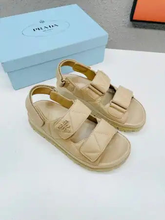 PRADA PADDED SANDALS IN BEIGE NAPPA LEATHER – PSD048