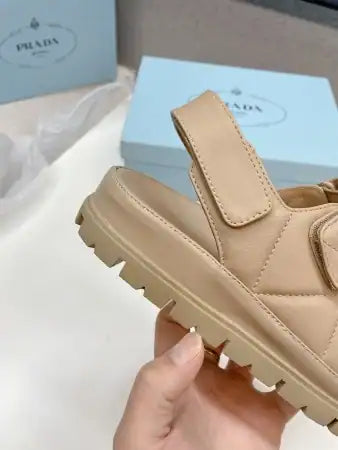 PRADA PADDED SANDALS IN BEIGE NAPPA LEATHER – PSD048