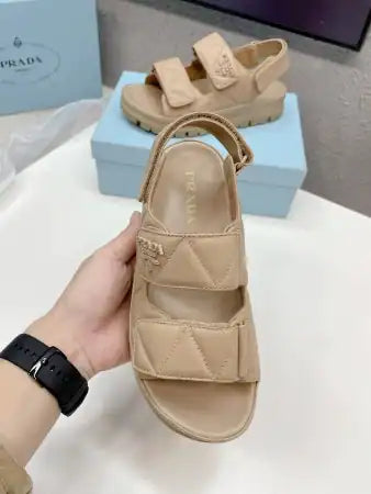 PRADA PADDED SANDALS IN BEIGE NAPPA LEATHER – PSD048