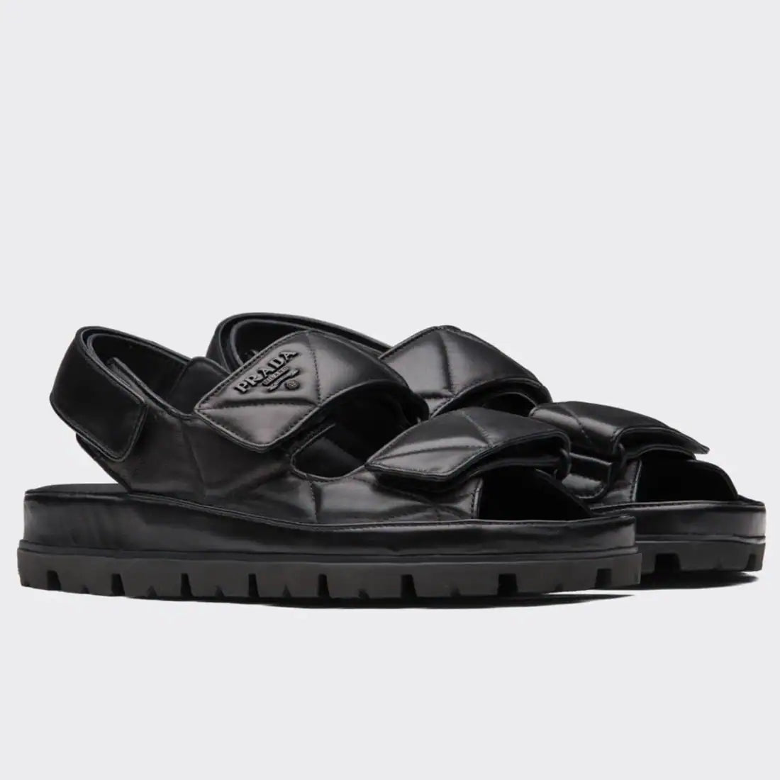 PRADA PADDED SANDALS IN BLACK NAPPA LEATHER – PSD039