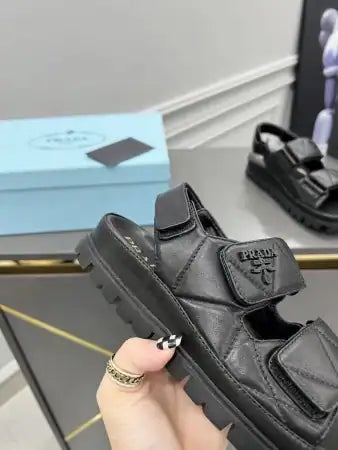PRADA PADDED SANDALS IN BLACK NAPPA LEATHER – PSD039
