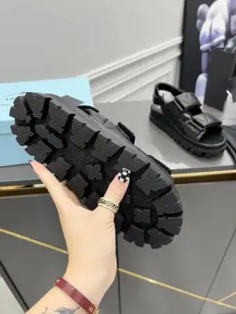 PRADA PADDED SANDALS IN BLACK NAPPA LEATHER – PSD039
