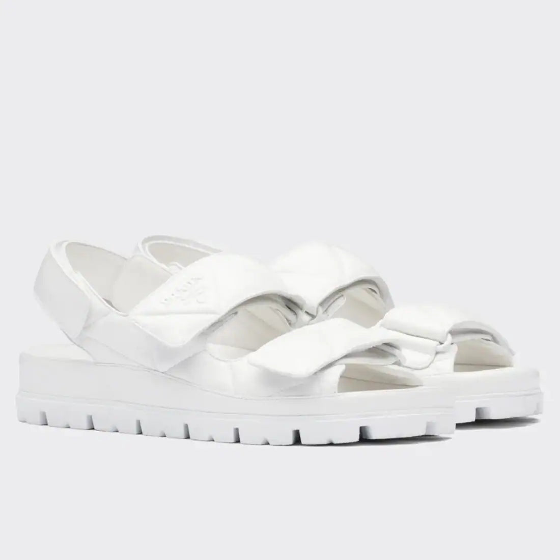 PRADA PADDED SANDALS IN WHITE NAPPA LEATHER – PSD040