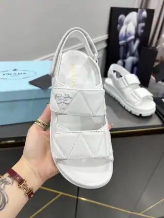 PRADA PADDED SANDALS IN WHITE NAPPA LEATHER – PSD040