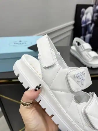 PRADA PADDED SANDALS IN WHITE NAPPA LEATHER – PSD040
