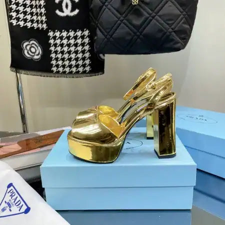 PRADA PLATFORM SANDALS 135MM IN GOLD METALLIC LEATHER – PSD057