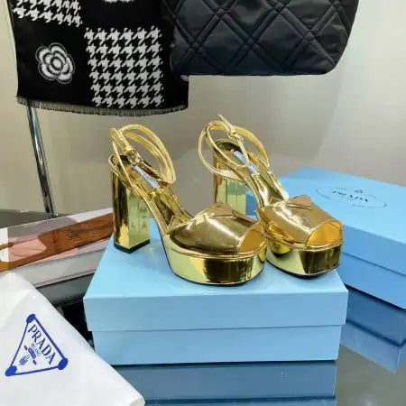 PRADA PLATFORM SANDALS 135MM IN GOLD METALLIC LEATHER – PSD057